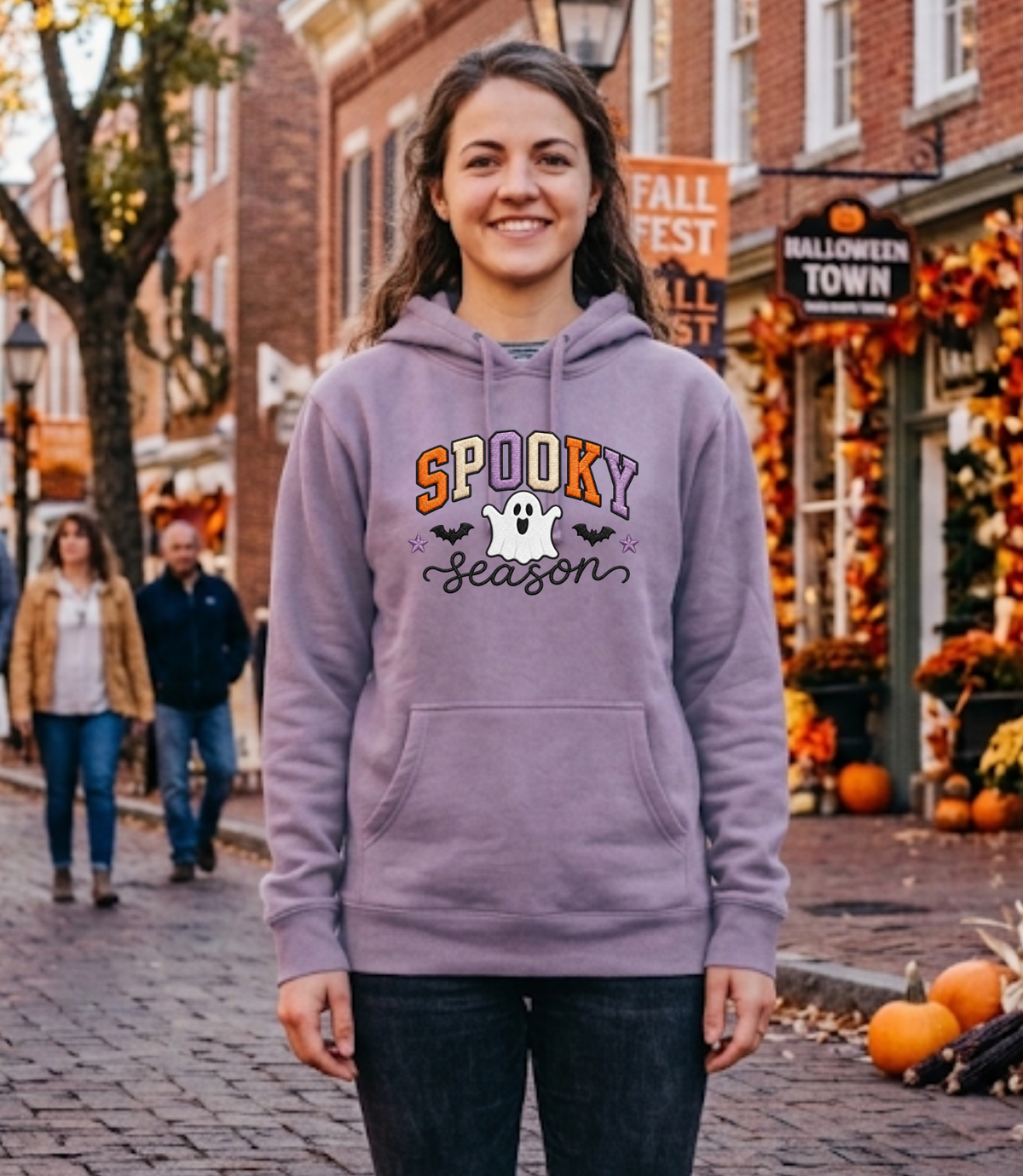 Spooky Season Faux Embroidery Hoodie